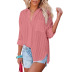 chiffon single-breasted solid color lapel loose jacquard long-sleeved shirt NSFH133161