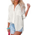 chiffon single-breasted solid color lapel loose jacquard long-sleeved shirt NSFH133161