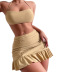 hanging neck backless wrap chest high waist slim solid color vest and skirt set NSSWF133179