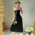 backless suspender low-cut slim long Solid color dress NSSSN133185