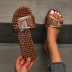 metal buckle one-word round toe flat slippers NSCRX133216