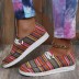 zapatos planos de lona con punta redonda y rayas/estampado de leopardo NSCRX133220