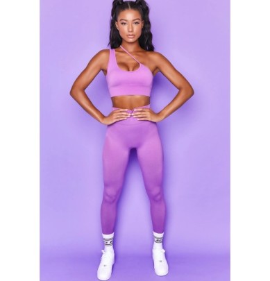 Hip-lifting High-elastic Single-shoulder Sling High Waist Solid Color/print Vest And Pant Yoga Set NSBDX133135