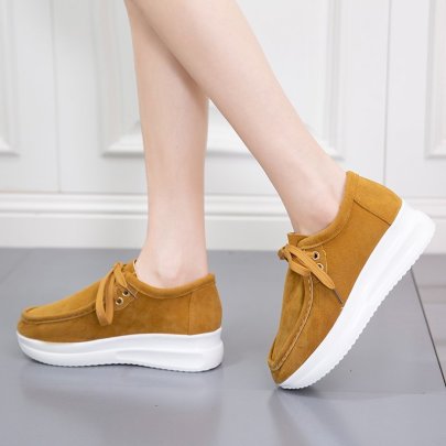 Lace-up Thick Bottom Round Toe Casual Sports Shoes NSJJX133281