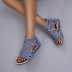 solid color/print cross strap open toe flat sandals-Multicolor NSJJX133283