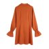 kink lapel slim long sleeve solid color shirt dress NSAM133303