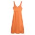 sling low-cut hollow slim color matching dress NSAM133304
