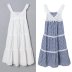 Ruffle sling low-cut backless solid clor/plaid Dress NSAM133306