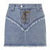 stitching raw edge lace-up high waist denim skirt NSSSN133331
