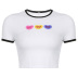 Camiseta corta ajustada de manga corta con cuello redondo y estampado de amor NSSSN133333