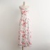 vestido largo ajustado con escote pronunciado y estampado de flores NSXDX133345