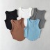 round neck slim sleeveless solid color vest NSXDX133346