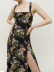 backless slim sling slit elastic floral print dress NSAM133366
