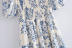 square neck puff sleeve slit fruit floral print dress NSAM133367