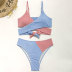 sling backless high waist lace-up color matching bikini two-piece set NSLRS133390