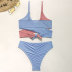 conjunto de dos piezas de bikini a juego de color con cordones y cintura alta sin espalda con cabestrillo NSLRS133390