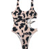 sling hollow low-cut chain Cow pattern one-piece swimsuit NSLRS133391