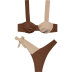 sling wrap chest high waist contrast color bikini two-piece set NSLRS133395