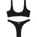 sling hollow high waist solid color Tankini two-piece set NSLRS133396