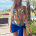 Printing hanging neck wrap chest lace-up high waist One-Piece Swimsuit NSLRS133397
