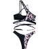 Conjunto de dos piezas de bikini con estampado de leopardo y cintura alta en el pecho con espalda descubierta y un solo hombro NSLRS133398