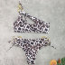single-shoulder sling hollow rings Leopard Print bikini two-piece set NSLRS133399