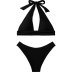 conjunto de dos piezas de bikini de color sólido sin espalda con cuello en v y cuello colgante NSLRS133400