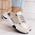 leopard print lace-up round toe flat bottom casual sports shoes NSJJX133406