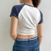print lace-up short slim short-sleeved T-shirt NSSSN133420