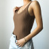 sling low-cut backless slim solid color knitted jumpsuit NSSSN133421
