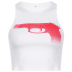 pistol print sleeveless round neck slim short vest NSSSN133422
