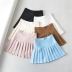 solid color slim high waist anti-glare wave pleated skirt NSXDX133423