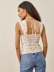 suspender backless lace-up low-cut slim floral vest NSXDX133424