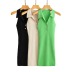 POLO lapel sleeveless stretch solid color knitted dress NSXDX133425