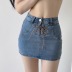 casual high waist slim lace-up Denim Skirt NSXDX133426