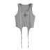 U-neck slim short irregular hem sleeveless print vest NSXDX133430