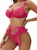 sling high waist wrap chest solid color Perspective underwear Three-piece Set NSRBL133431