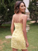 suspender backless low-cut slim plaid floral dress NSJKW133441
