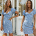 Slit puff sleeve low-cut slim Floral dress NSJKW133450