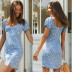 Slit puff sleeve low-cut slim Floral dress NSJKW133450