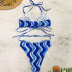 conjunto de dos piezas de bikini a rayas con cordones y cintura alta sin espalda con cuello colgante NSLRS133453