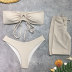 tube top lace-up high waist solid color Bikini Three-piece set NSLRS133457