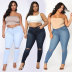 plus size high waist slim high-stretch ripped jeans NSWL133462