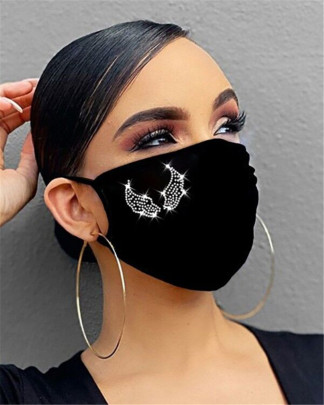 Dustproof Fashion Flash Drill Breathable Earhook Cotton Mouth Mask-Multicolor NSYML133468