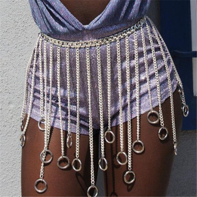 Metal Stitching Rings Iron Chain Fringed Skirt NSYML133470