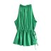 sleeveless stand collar drawstring solid color satin vest NSAM133486