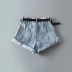 High Waist Curled Wide Leg denim shorts with belt-Multicolor NSXDX133493