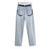 jeans de cintura alta con pernera recta y holgados en color en contraste NSXDX133494