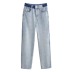 jeans de cintura alta con pernera recta y holgados en color en contraste NSXDX133494