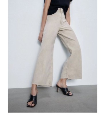 High-waisted Wide-leg Loose Solid Color Jeans NSAM133382